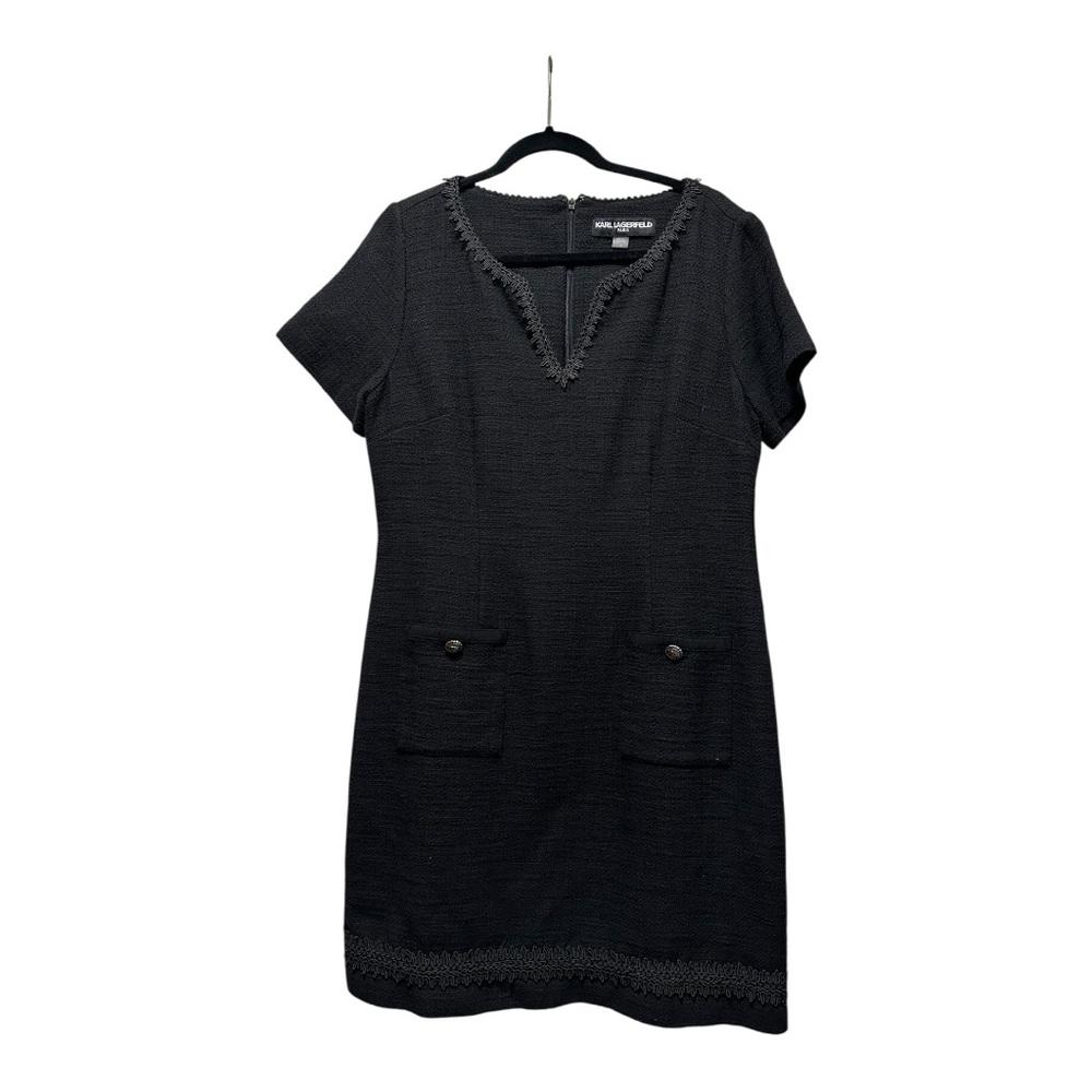 Karl Lagerfeld Black Textured Mini Dress